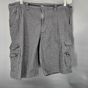 Luke & Dutch Cargo Shorts Mens 36 Black Cotton Spandex Pockets Casual Summer